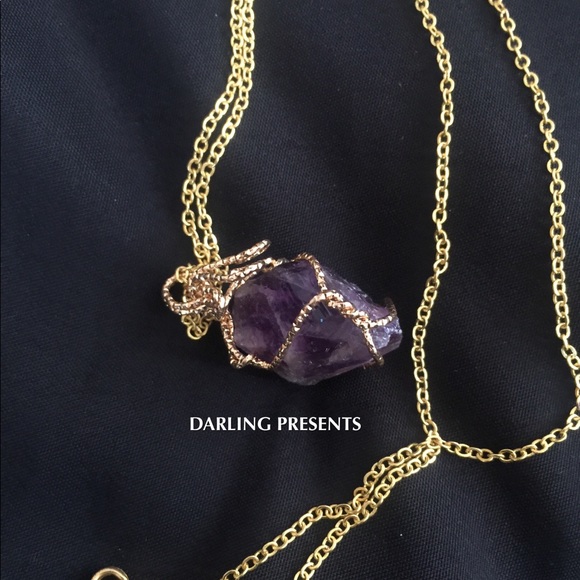 ⬇️ AMETHYST & 18K GOLD DIPPED CHAIN NECKLACE - Picture 2 of 2